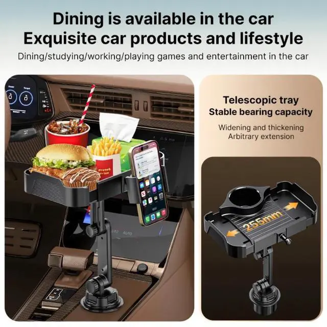 Alt view image 3 of 7 - 4 in 1 Adjustable Car Cup Holder Expander Detachable Car Food Tray Organizer USA