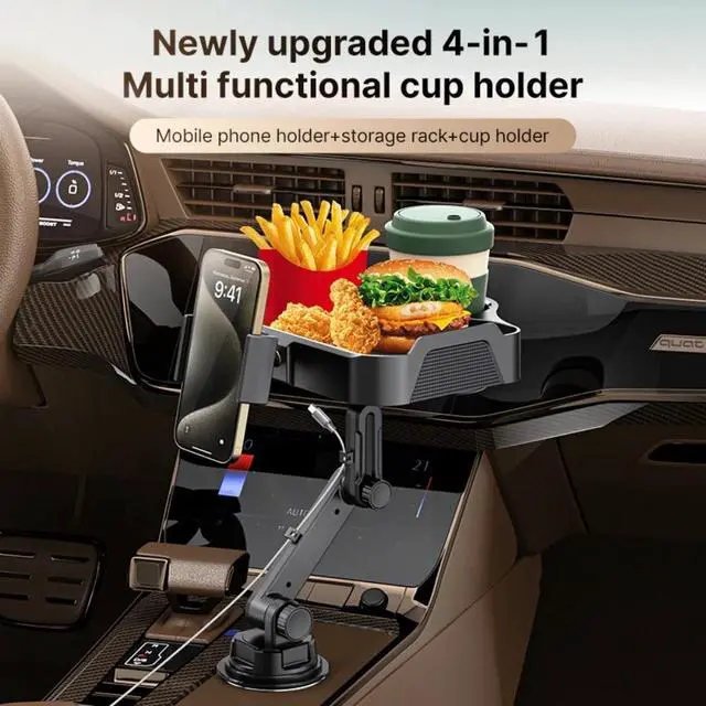 Alt view image 2 of 7 - 4 in 1 Adjustable Car Cup Holder Expander Detachable Car Food Tray Organizer USA