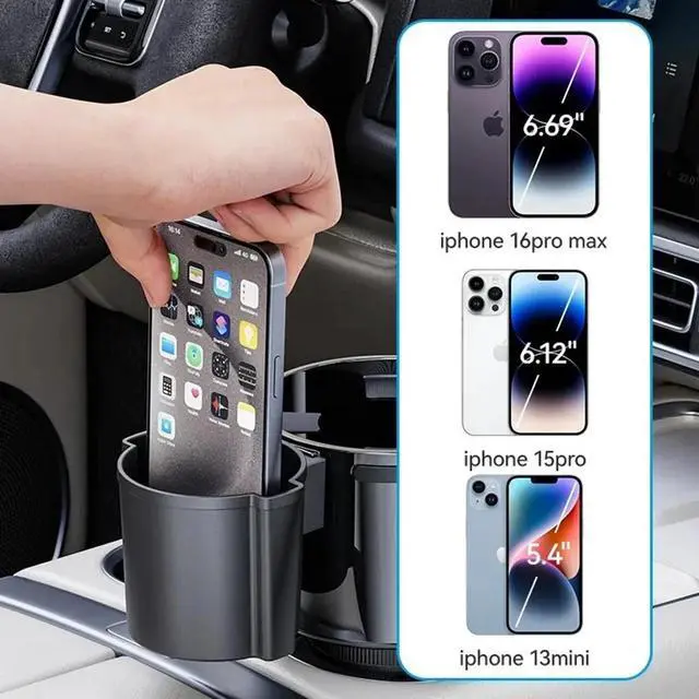 Alt view image 3 of 7 - 2 in 1 Dual Cup Holder Car Truck Mount Coffee Drink Bottle Expander Phone Holder