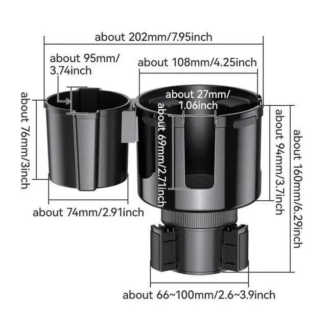 Alt view image 7 of 7 - 2 in 1 Dual Cup Holder Car Truck Mount Coffee Drink Bottle Expander Phone Holder
