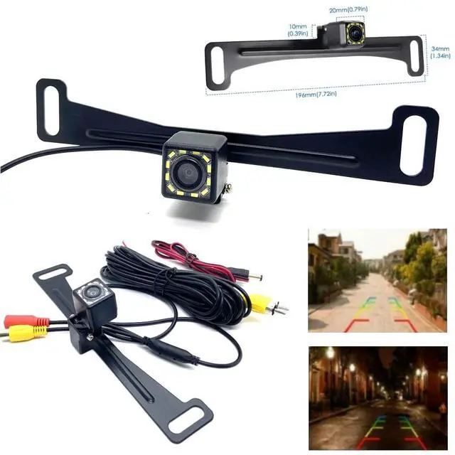 Alt view image 7 of 7 - 170° Car Rear View Backup Camera License Plate Reverse 12 LED Night Vision IP68