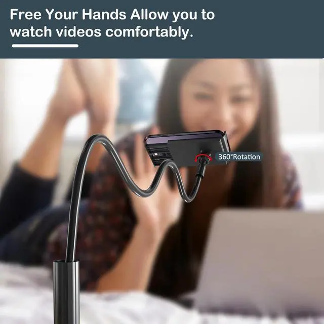 Alt view image 4 of 7 - Universal Gooseneck Tablet Mount Phone Holder Flexible Long Arm Clamp Desk Bed