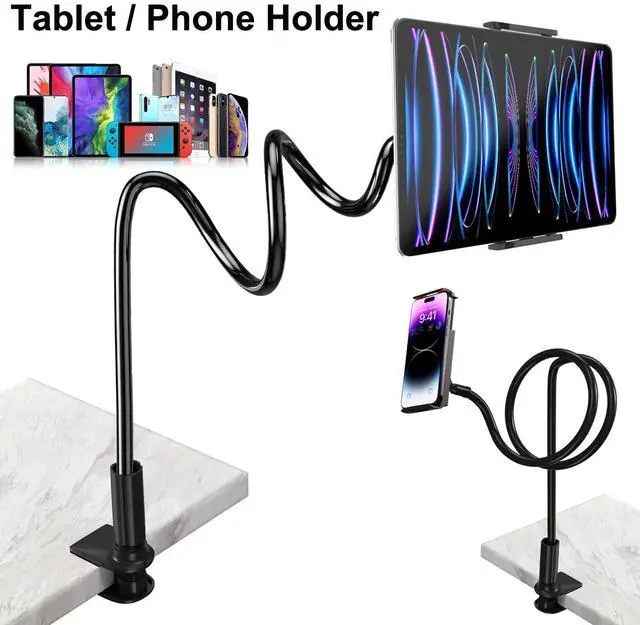 Main image of Hands-Free Floor Stand for Phone, Heavy Duty Base Gooseneck Holder for Bed&Sofa