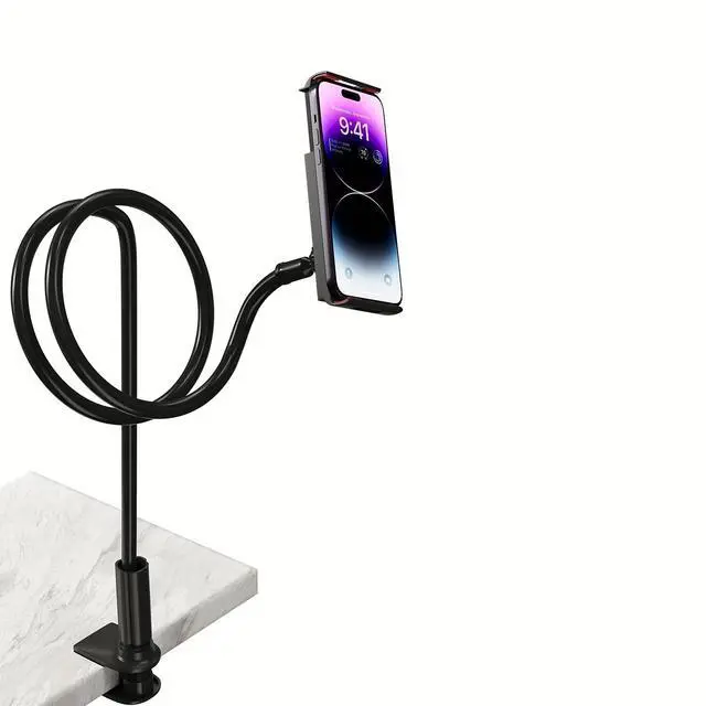 Alt view image 3 of 7 - Hands-Free Floor Stand for Phone, Heavy Duty Base Gooseneck Holder for Bed&Sofa