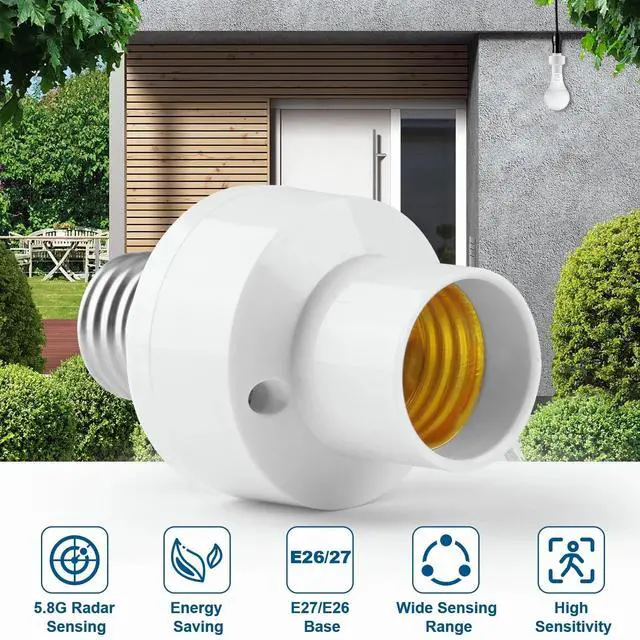 Alt view image 3 of 7 - Radar Motion Sensor Light Socket Adapter-Hands-Free Auto On/Off Switch for Bulbs