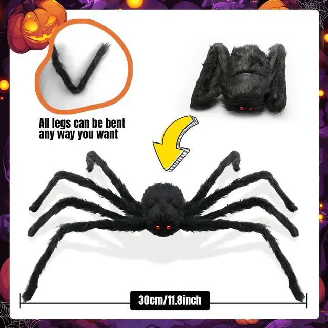 Alt view image 7 of 7 - 5Pcs Halloween Spider Pack - Scary Decor for Garden, Trees, Porch, Indoor Party