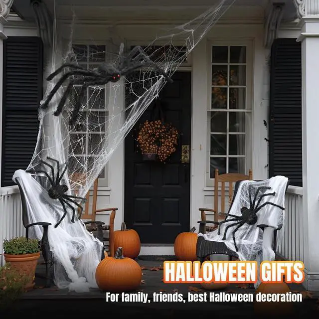 Alt view image 4 of 7 - 5Pcs Halloween Spider Pack - Scary Decor for Garden, Trees, Porch, Indoor Party