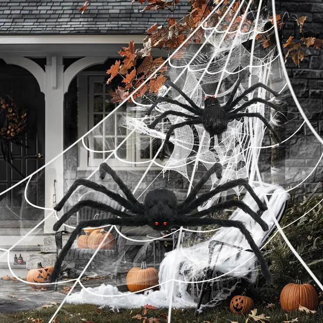 Main image of 5Pcs Halloween Spider Pack - Scary Decor for Garden, Trees, Porch, Indoor Party