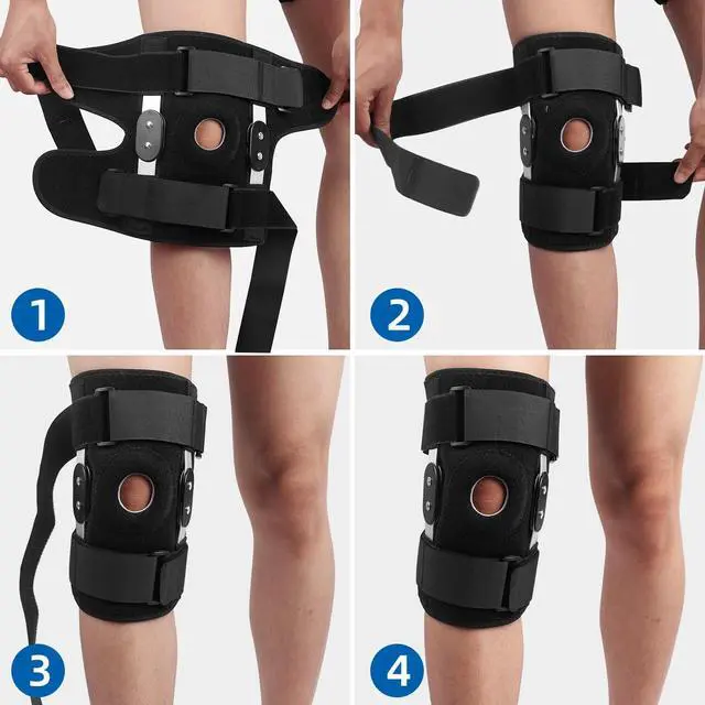 Alt view image 3 of 7 - Hinged Knee Brace for Pain - Compression Support with Open Patella & Stabilizers