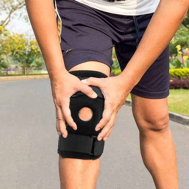 Alt view image 7 of 7 - Hinged Knee Brace for Pain - Compression Support with Open Patella & Stabilizers