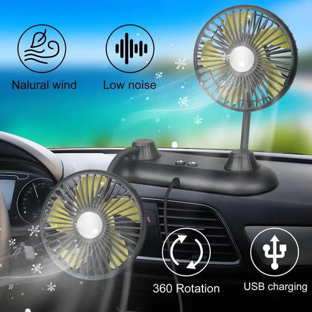Main image of Car Fan USB Powered - Portable 360 Degree Rotating Cooling Fan for Car,Truck&Van