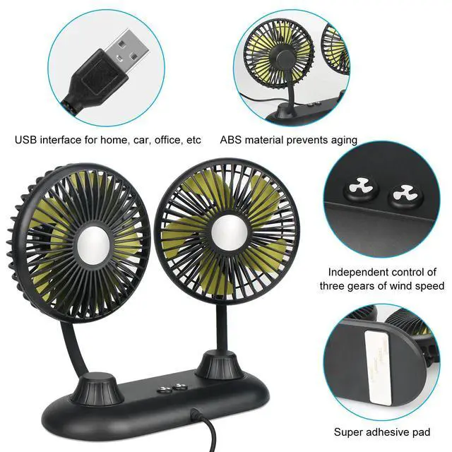Alt view image 4 of 7 - Car Fan USB Powered - Portable 360 Degree Rotating Cooling Fan for Car,Truck&Van