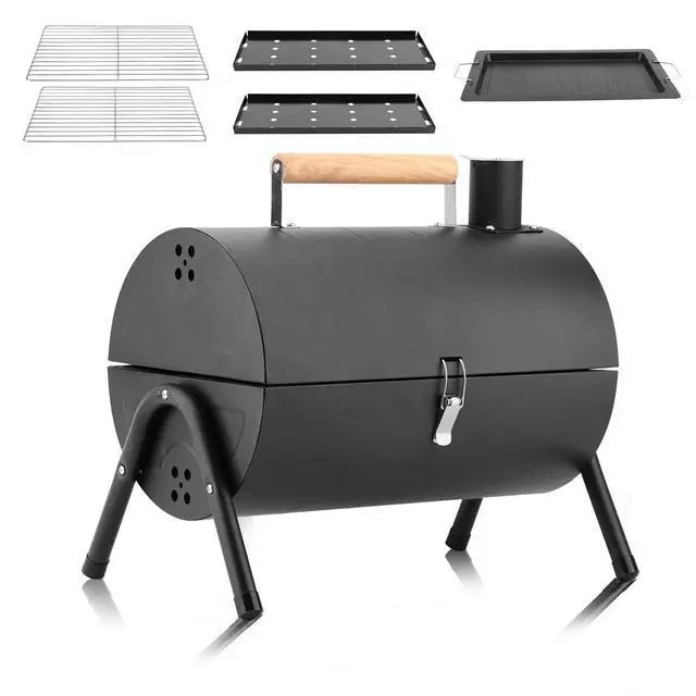 Alt view image 2 of 7 - Portable Charcoal Grill with Griddle Plate, 2-in-1 Outdoor Barbecue Cooking Tool