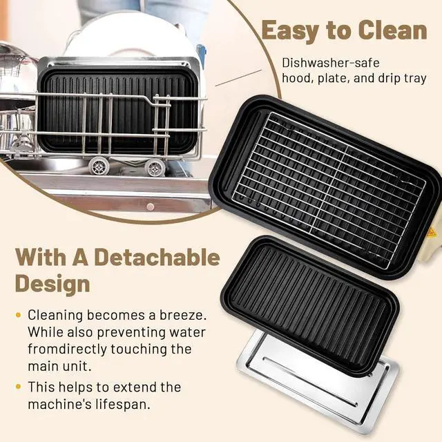 Alt view image 6 of 7 - Electric Indoor Grill,2 in 1 Indoor Grill Non-stick 1500W