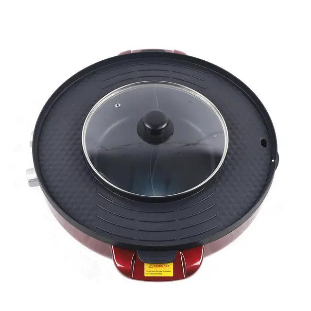 Alt view image 3 of 7 - 2 in 1 Electric Smokeless Grill and 110V Hot Pot BBQ Grill Soup Shabu Pot 2200W