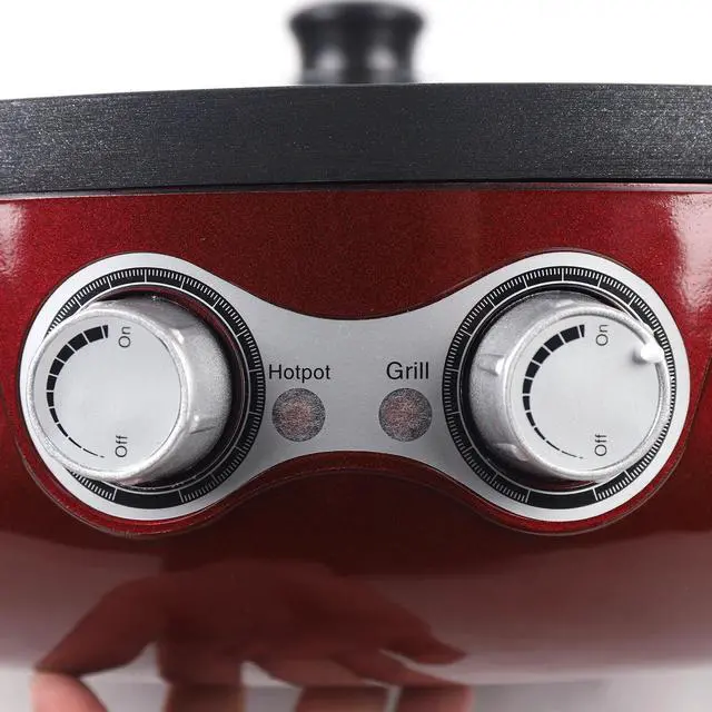 Alt view image 5 of 7 - 2 in 1 Electric Smokeless Grill and 110V Hot Pot BBQ Grill Soup Shabu Pot 2200W