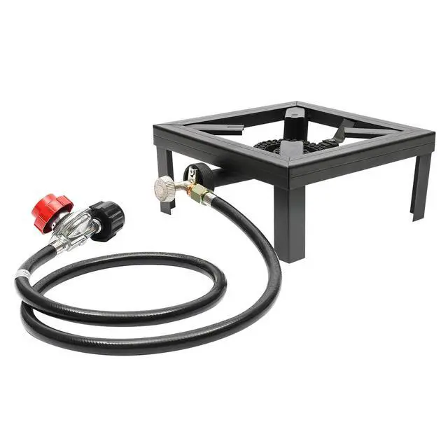Alt view image 3 of 7 - Propane Cooker Burner Stove Gas Outdoor Cooking Camping Stand BBQ Grill + Hose