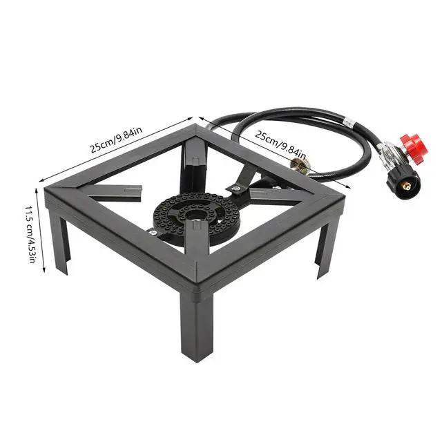 Alt view image 5 of 7 - Propane Cooker Burner Stove Gas Outdoor Cooking Camping Stand BBQ Grill + Hose