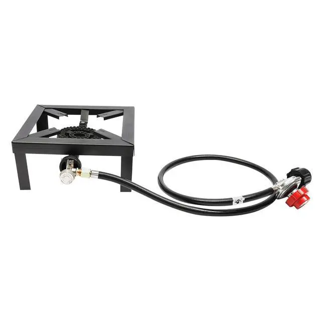 Alt view image 4 of 7 - Propane Cooker Burner Stove Gas Outdoor Cooking Camping Stand BBQ Grill + Hose