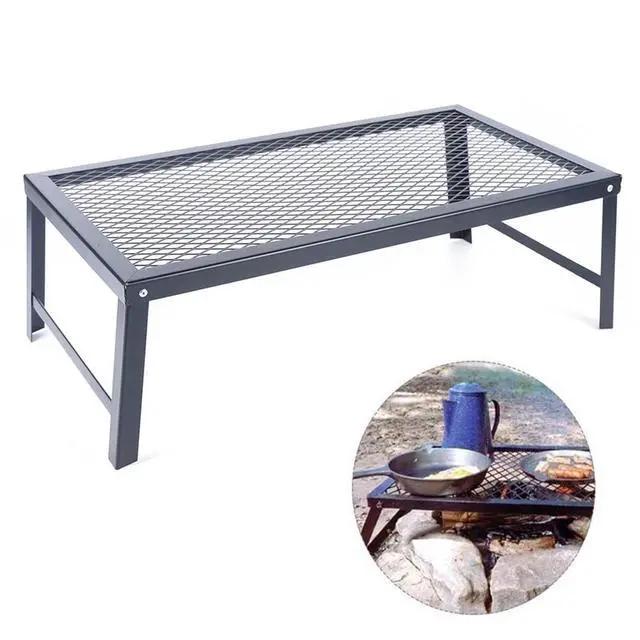 Alt view image 3 of 6 - Foldable Camping Grill Fire Pit Grate Campfire Cooking Portable Stand Equipment