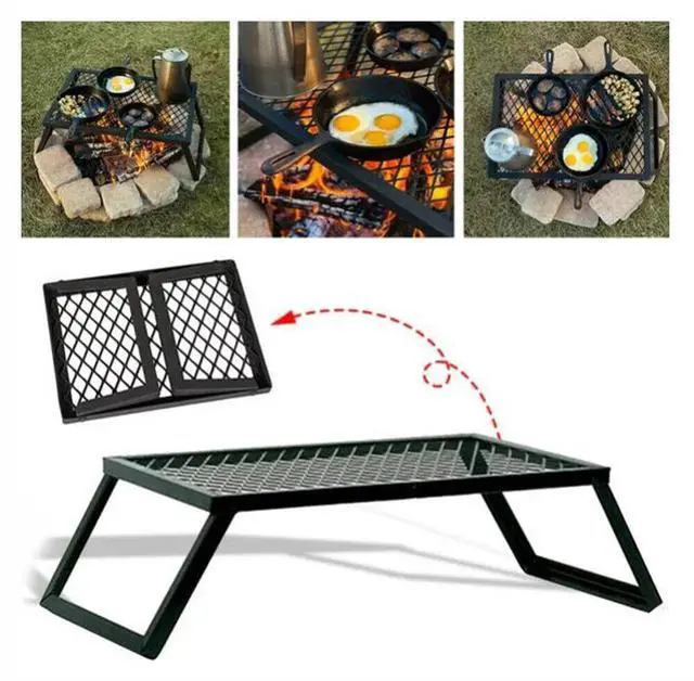 Main image of Foldable Camping Grill Fire Pit Grate Campfire Cooking Portable Stand Equipment
