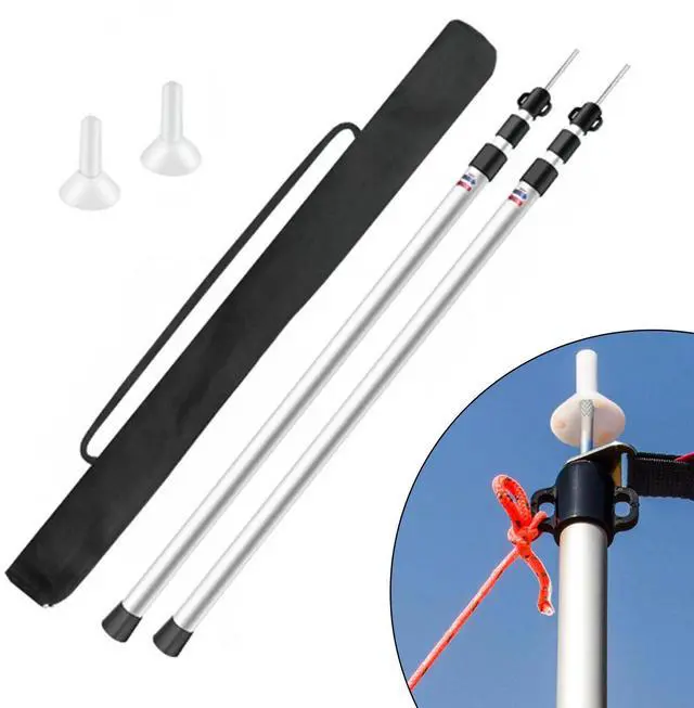 Main image of 2× Tent Pole Telescopic Adjustable Tarp Poles for Camping Canopy Awning Shelter