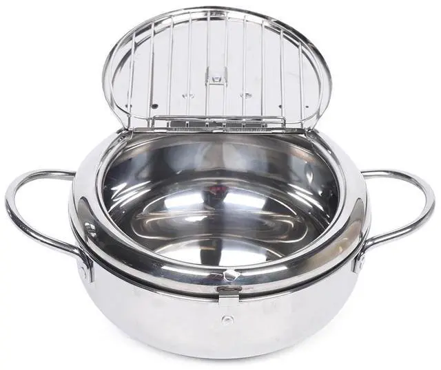 Alt view image 3 of 7 - Japanese Deep Frying Pot Tempura Fryer Pan Temperature Control Stainless Steel