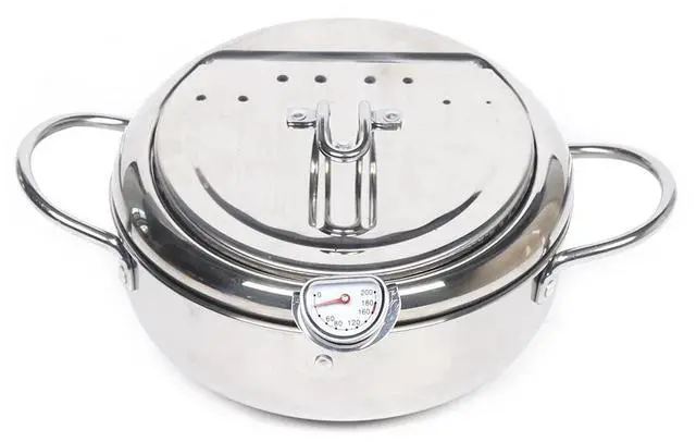 Alt view image 4 of 7 - Japanese Deep Frying Pot Tempura Fryer Pan Temperature Control Stainless Steel