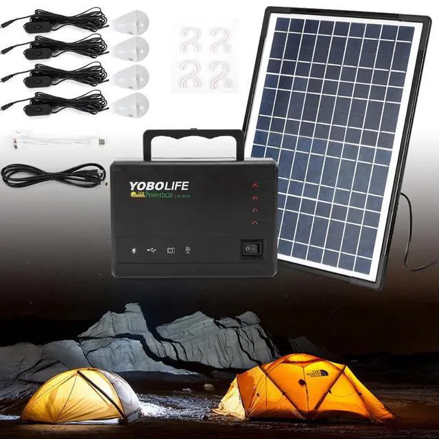 Alt view image 2 of 6 - Solar System Generator Solar Panel Power Inverter Electric Generator Kit Light