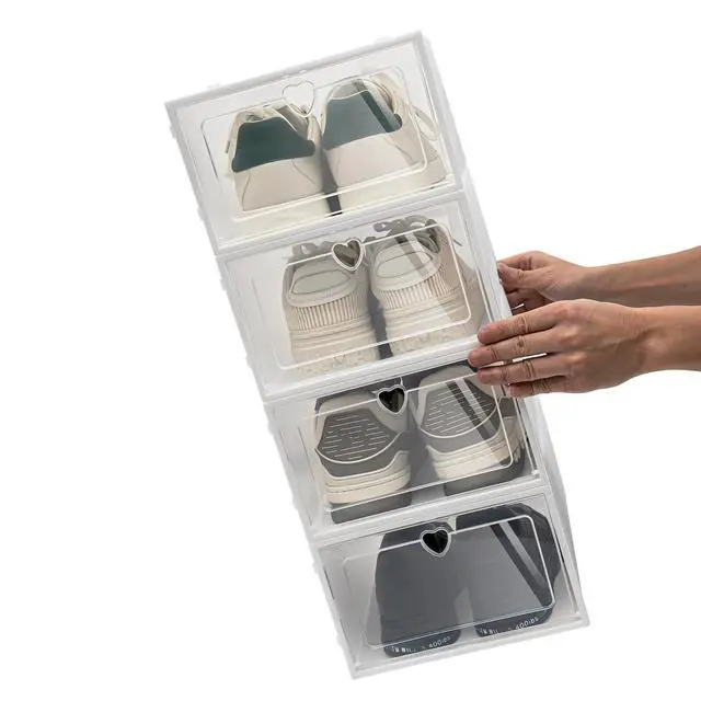 Alt view image 6 of 7 - 20pcs Stackable Shoe Storage Box Durable Plastic Sneaker Display Case Organizer