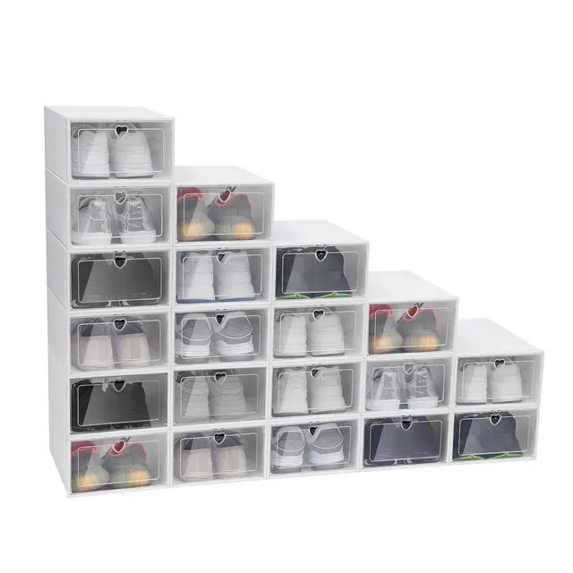 Alt view image 2 of 7 - 20pcs Stackable Shoe Storage Box Durable Plastic Sneaker Display Case Organizer