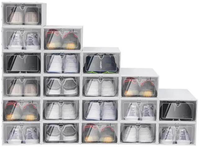 Main image of 20pcs Stackable Shoe Storage Box Durable Plastic Sneaker Display Case Organizer