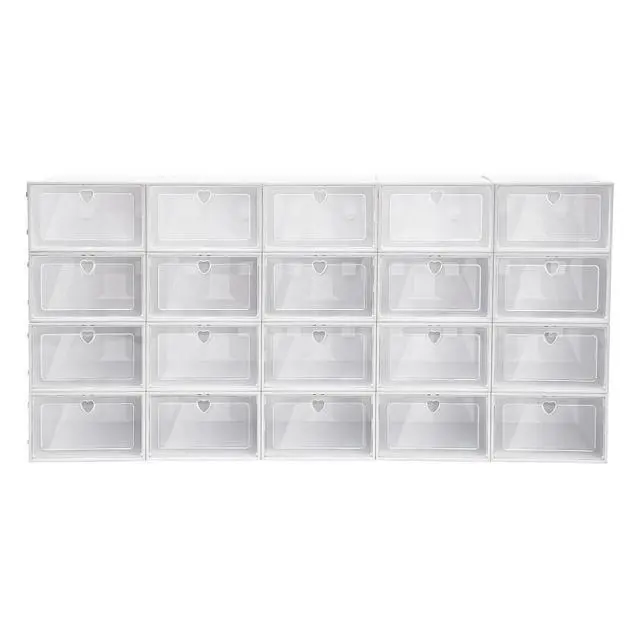 Alt view image 3 of 7 - 20pcs Stackable Shoe Storage Box Durable Plastic Sneaker Display Case Organizer