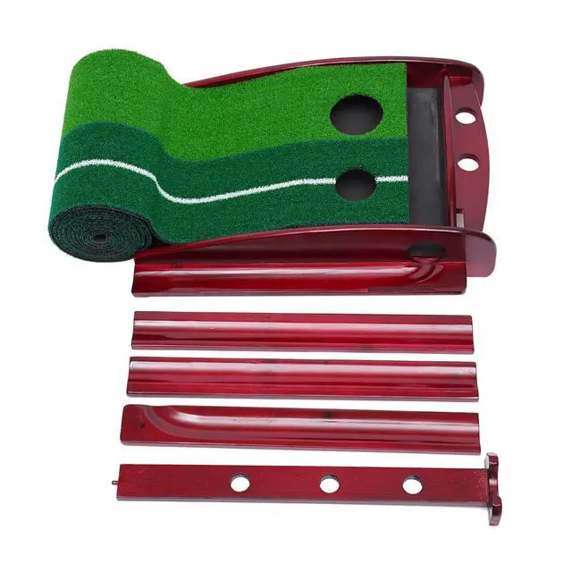 Alt view image 7 of 7 - Indoor Golf Putting Green Practice Mat Exerciser W/Auto Ball Return Training Aid