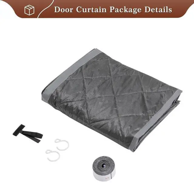 Alt view image 7 of 7 - Thermal Magnetic Door Curtain Quilted Thermal Insulated Door Curtain Windproof