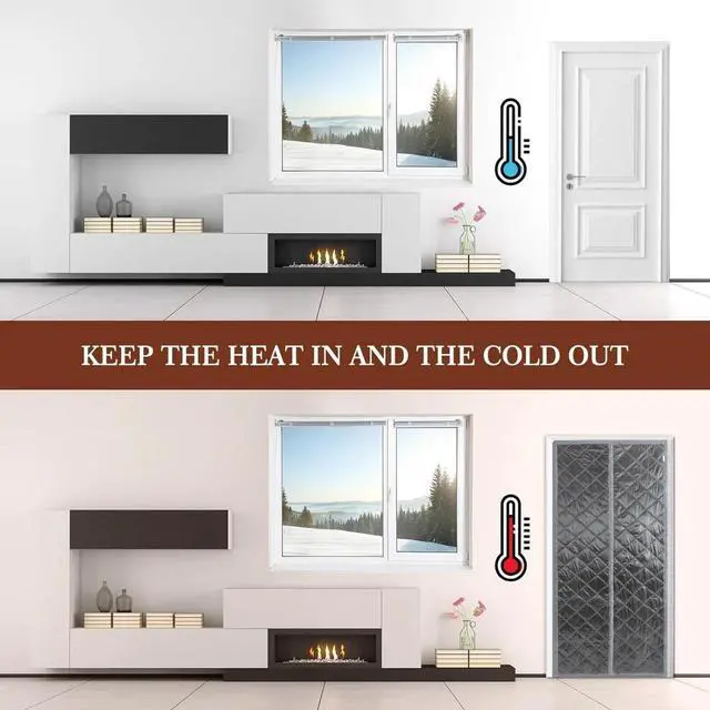 Alt view image 3 of 7 - Thermal Magnetic Door Curtain Quilted Thermal Insulated Door Curtain Windproof