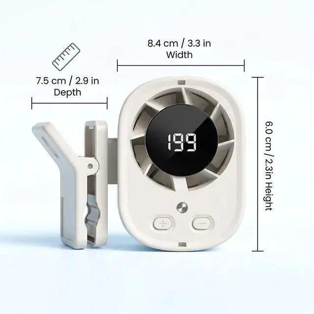 Alt view image 6 of 7 - Portable Mini Cooling Fan Mini Car Clip on Air Conditioner Fan with LED Display