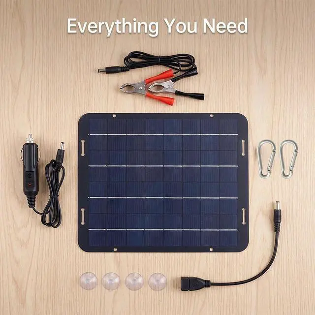 Alt view image 7 of 7 - 30W Portable Mono Solar Panel Trickle Charger Kit Car Battery Maintainer Van