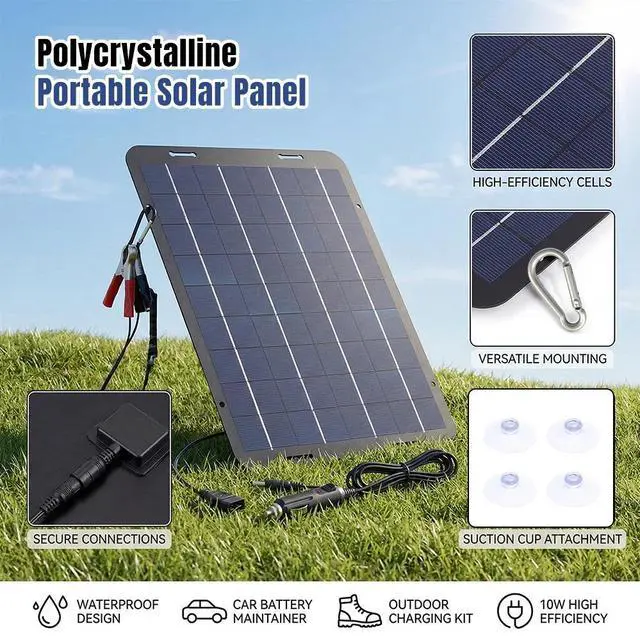 Main image of 30W Portable Mono Solar Panel Trickle Charger Kit Car Battery Maintainer Van