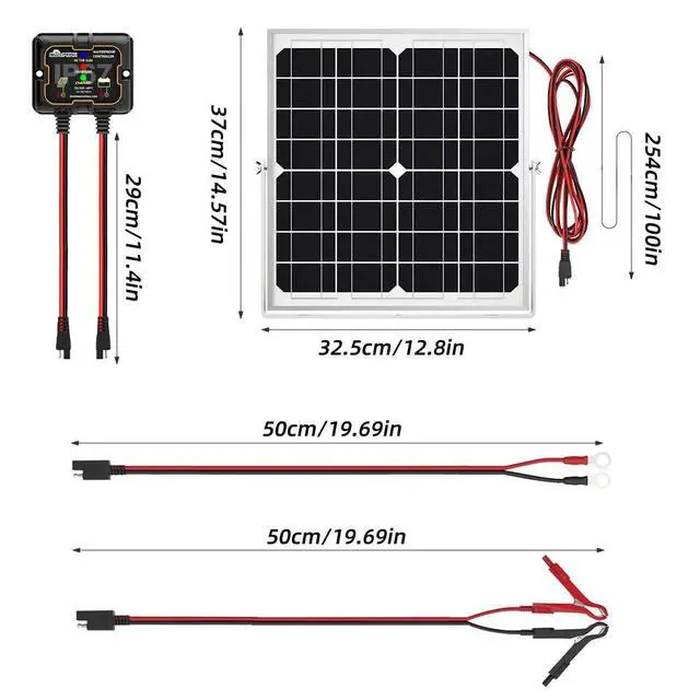 Alt view image 5 of 7 - 30W Solar Panel Kit 16V Solar Battery Trickle Charger Maintainer for Boat Car RV
