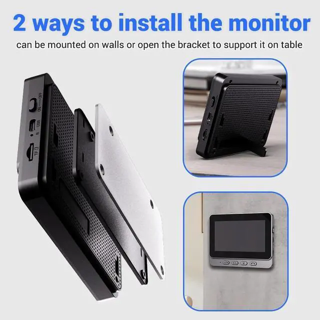 Alt view image 5 of 7 - 2.4G Wireless Video Doorbell Intercom System 1080P HD Camera w/ 4.3" IPS Screen