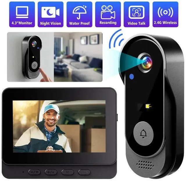 Main image of 2.4G Wireless Video Doorbell Intercom System 1080P HD Camera w/ 4.3" IPS Screen