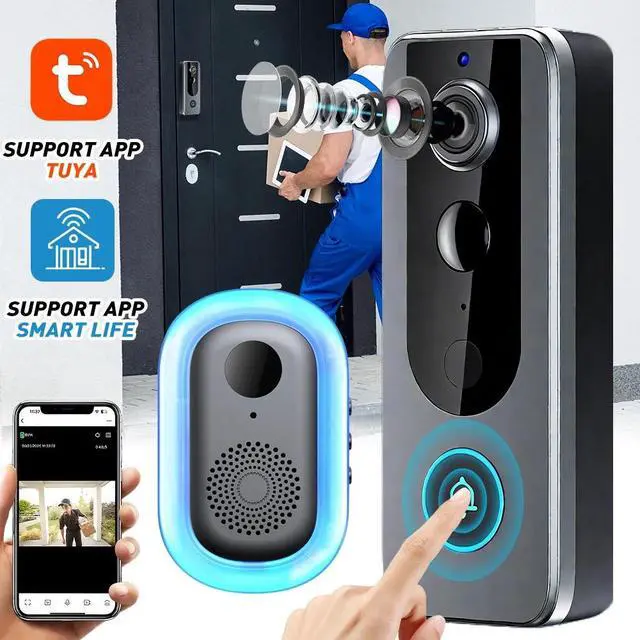 Alt view image 2 of 7 - Timbre con camara de seguridad y teléfono inalámbrico para la puerta la casa USA