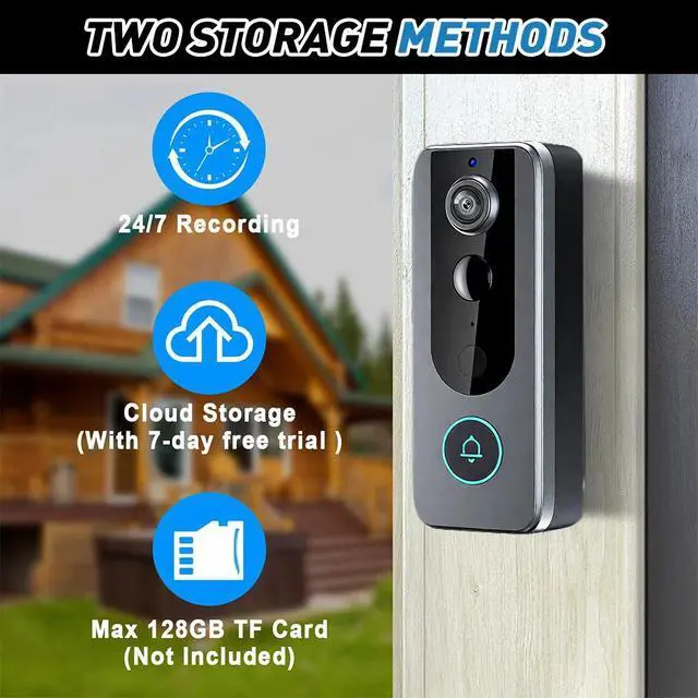 Alt view image 3 of 7 - Timbre con camara de seguridad y teléfono inalámbrico para la puerta la casa USA