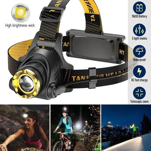 Alt view image 3 of 7 - 990000LM LED Headlamp Rechargeable Headlight Zoomable Head Torch Lamp Flashlight