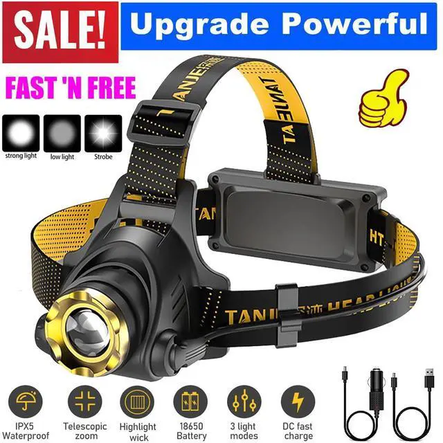 Main image of 990000LM LED Headlamp Rechargeable Headlight Zoomable Head Torch Lamp Flashlight