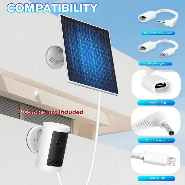 Alt view image 7 of 7 - 5W 5V Solar Panel for USB Power CCTV Camera Security Cam Battery Charger Outdoor
