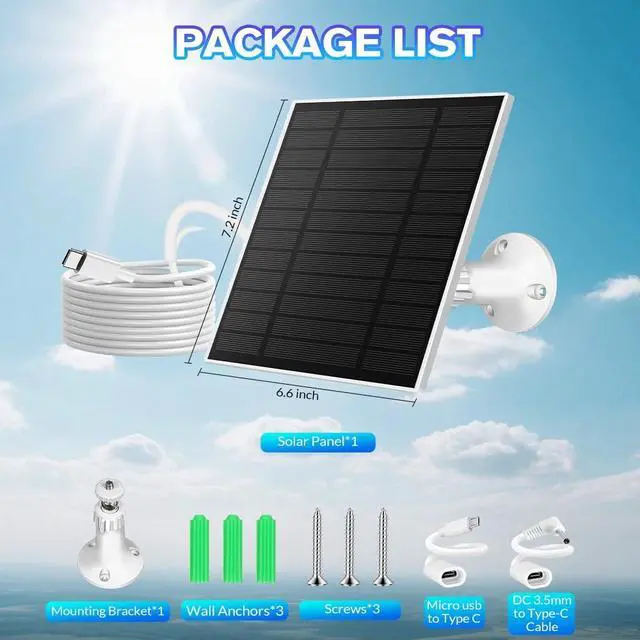 Alt view image 6 of 7 - 5W 5V Solar Panel for USB Power CCTV Camera Security Cam Battery Charger Outdoor