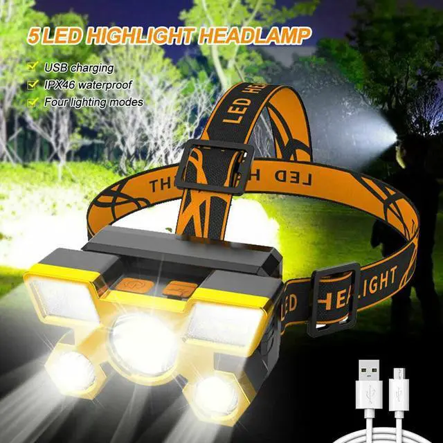 Alt view image 7 of 7 - LED Lampara De Cabeza Recargable Luz De La Cabeza Linterna Para Pescar Camping