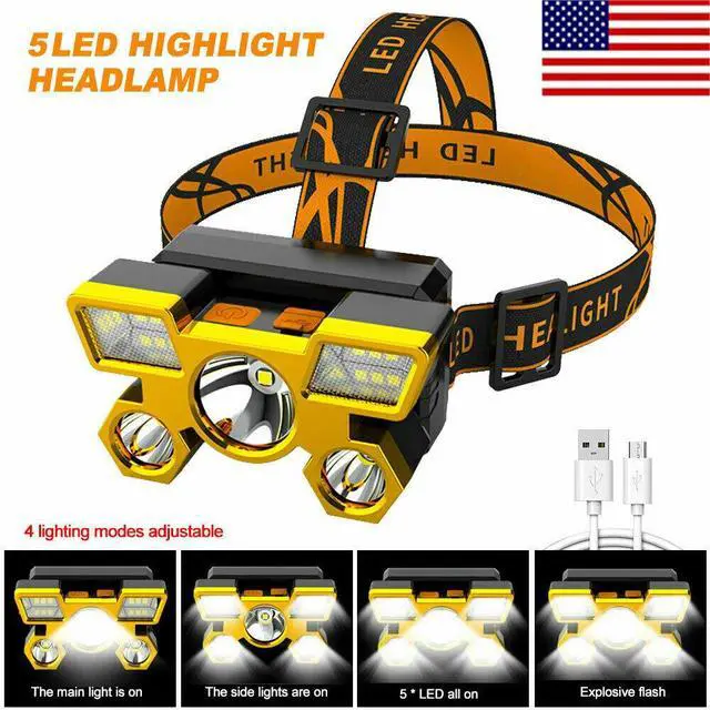 Alt view image 2 of 7 - LED Lampara De Cabeza Recargable Luz De La Cabeza Linterna Para Pescar Camping